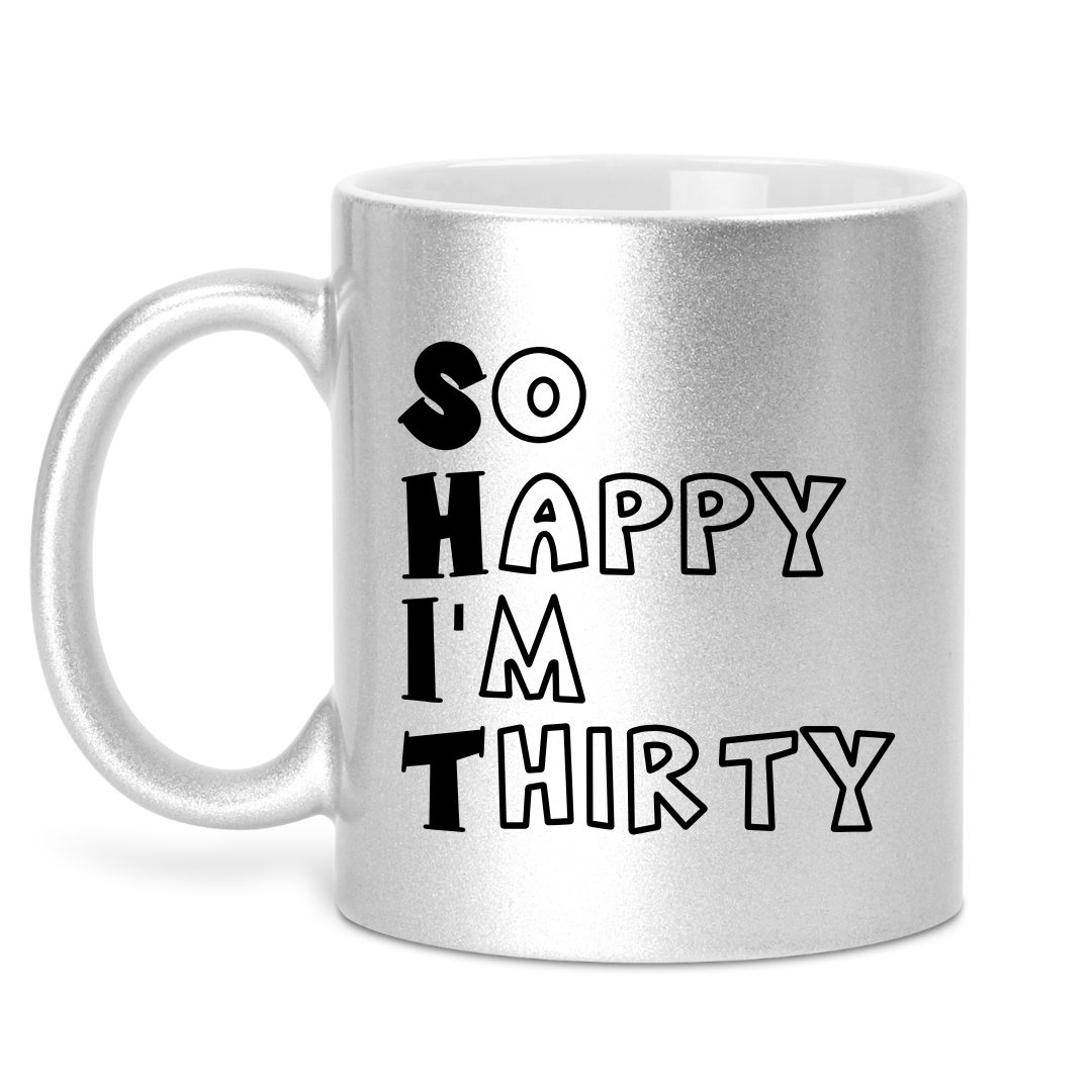 So Happy Silver Glitter Mug