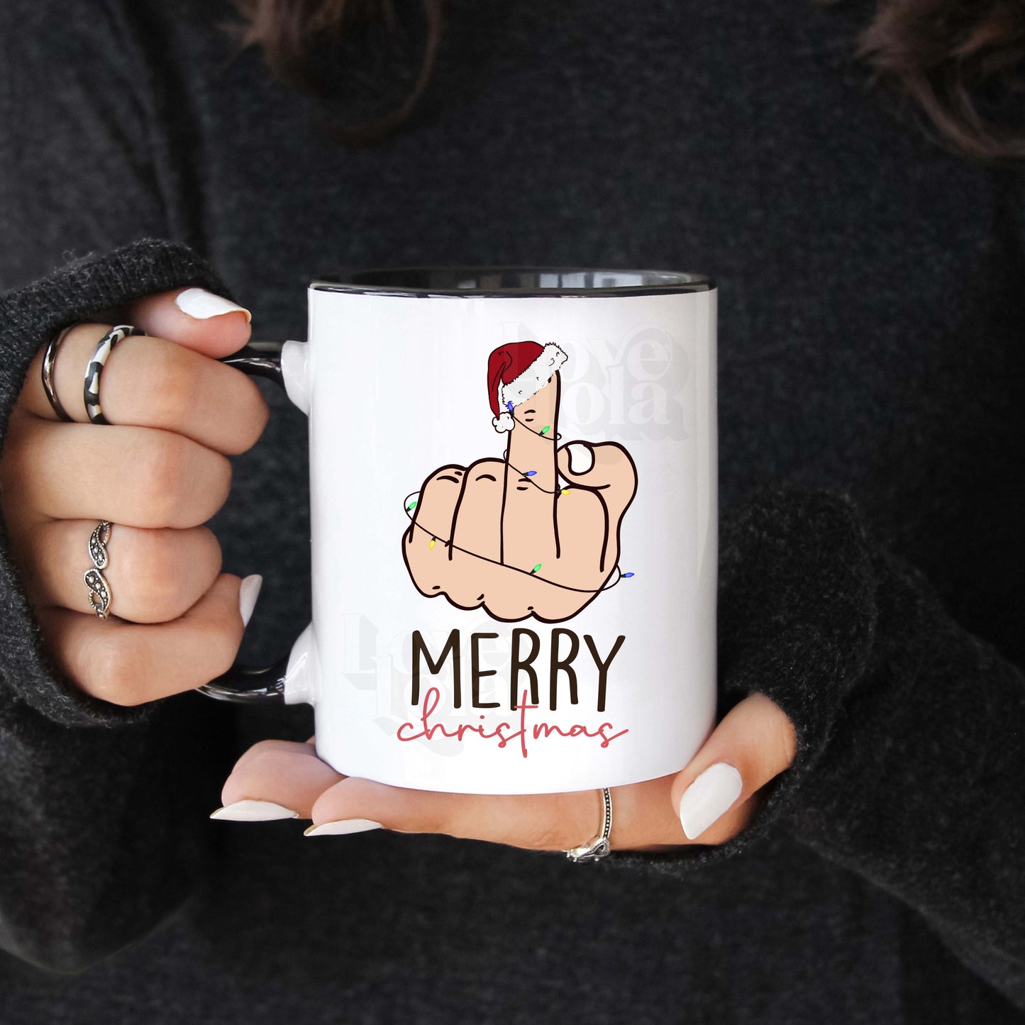 Black Christmas Middle Finger Mug