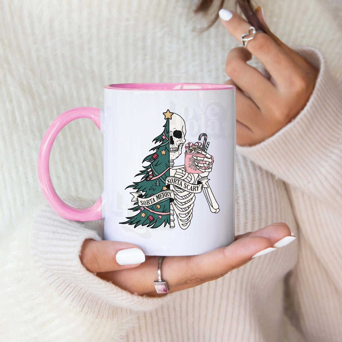 Pink Half Merry Half Scary Mug