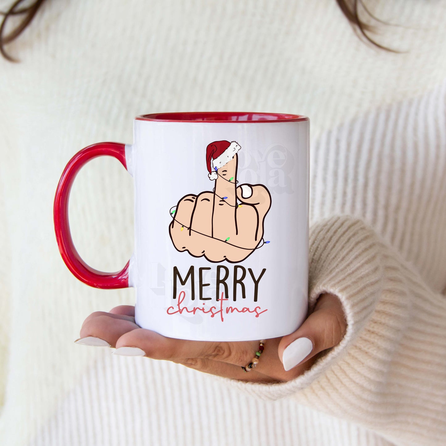 Red Christmas Middle Finger Mug