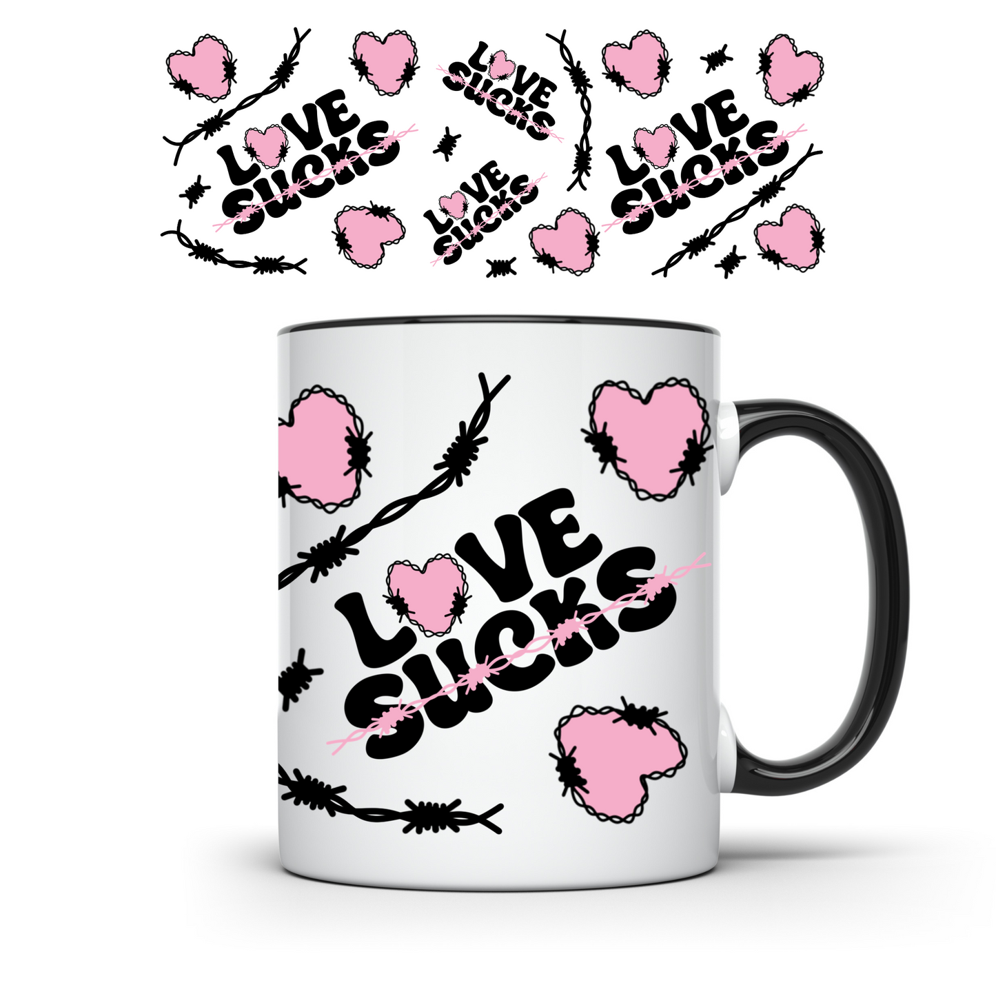 Love Sucks Mug - Coloured Handle